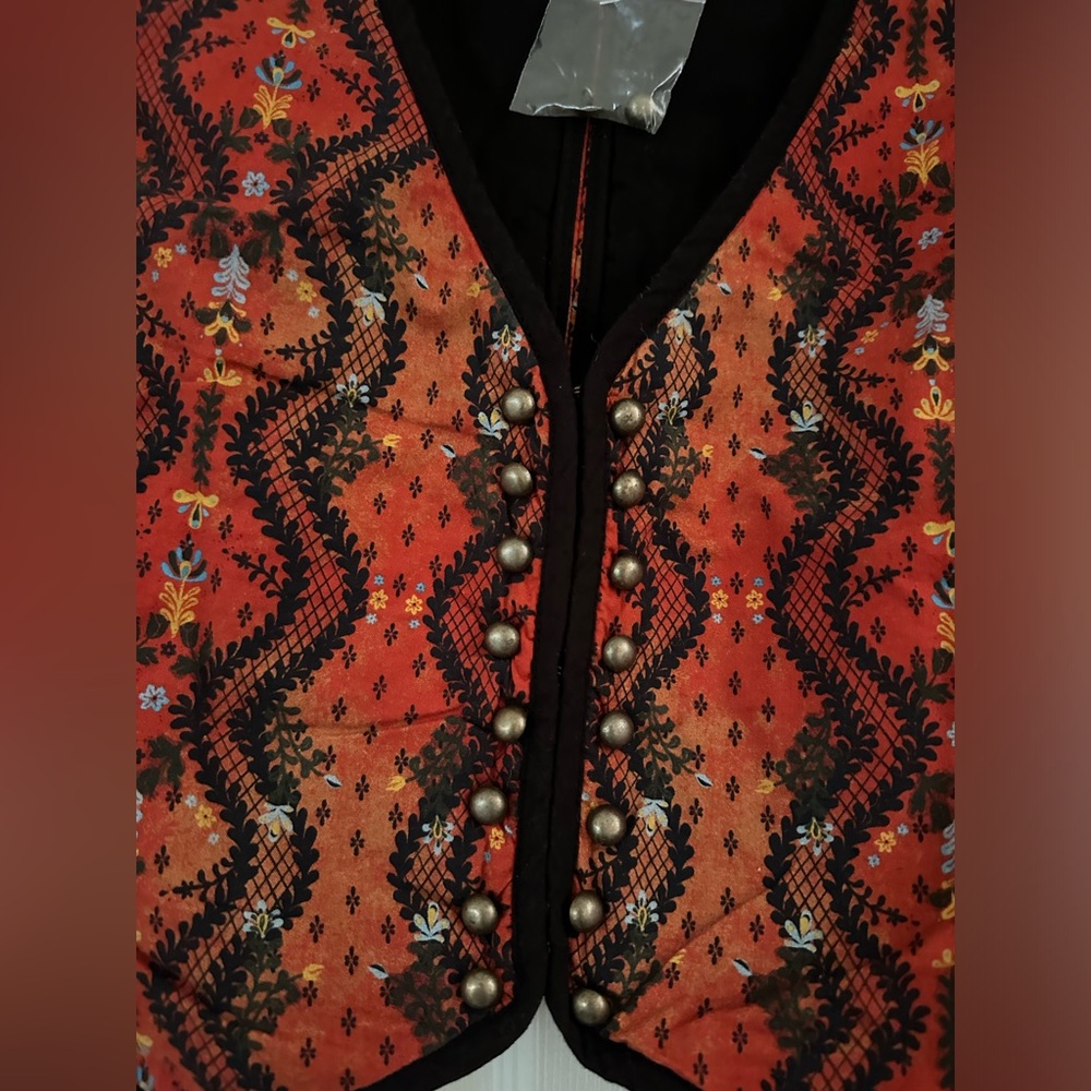 Free People Women Gemini Quilted Vest Top Floral Rust Combo Boho Festival XS S M - Picture 4 of 10